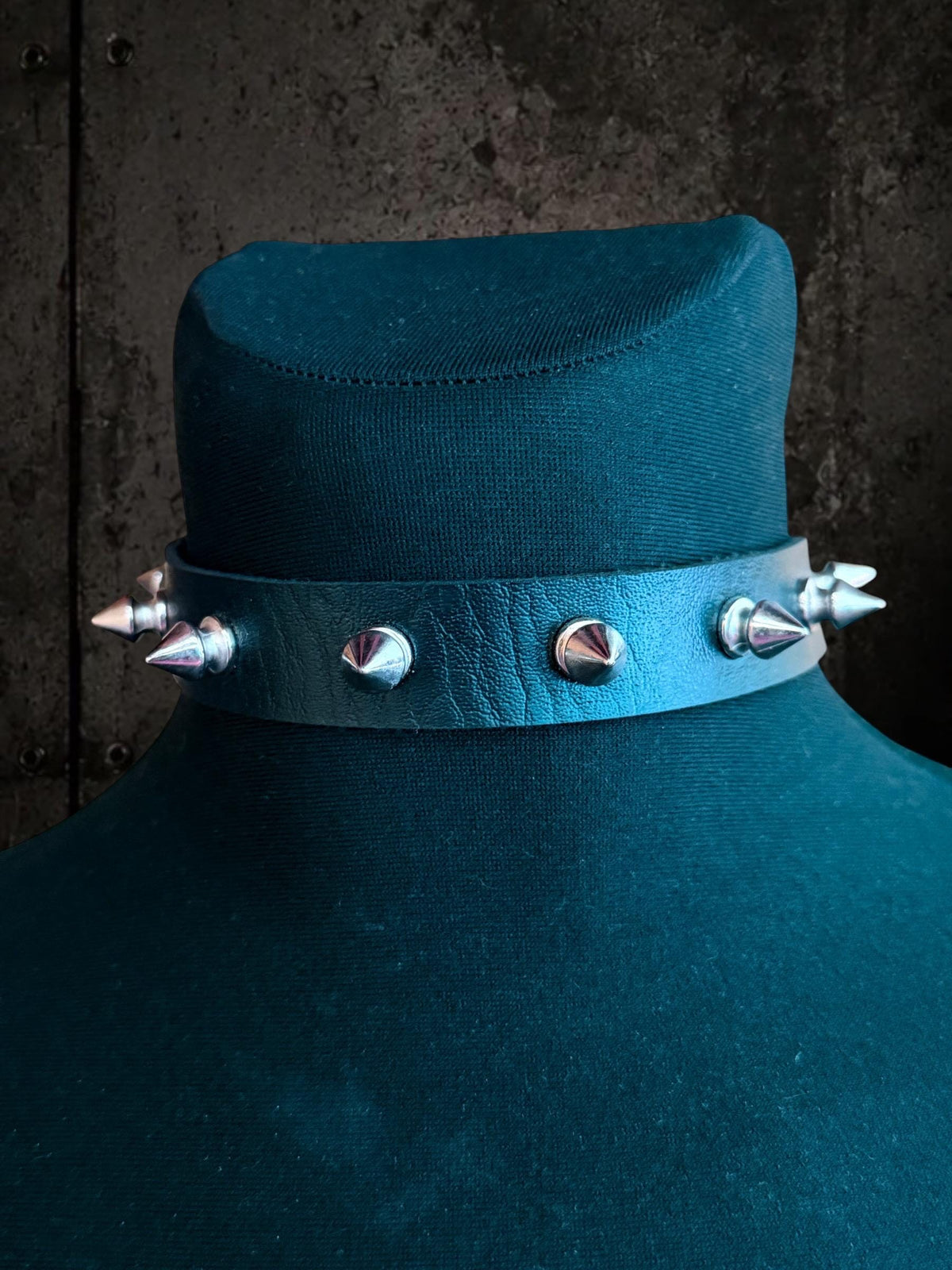 Spiked Leather Choker, Black Punk Collar, Stainless Steel Hardware, Classic Spikes or Studs