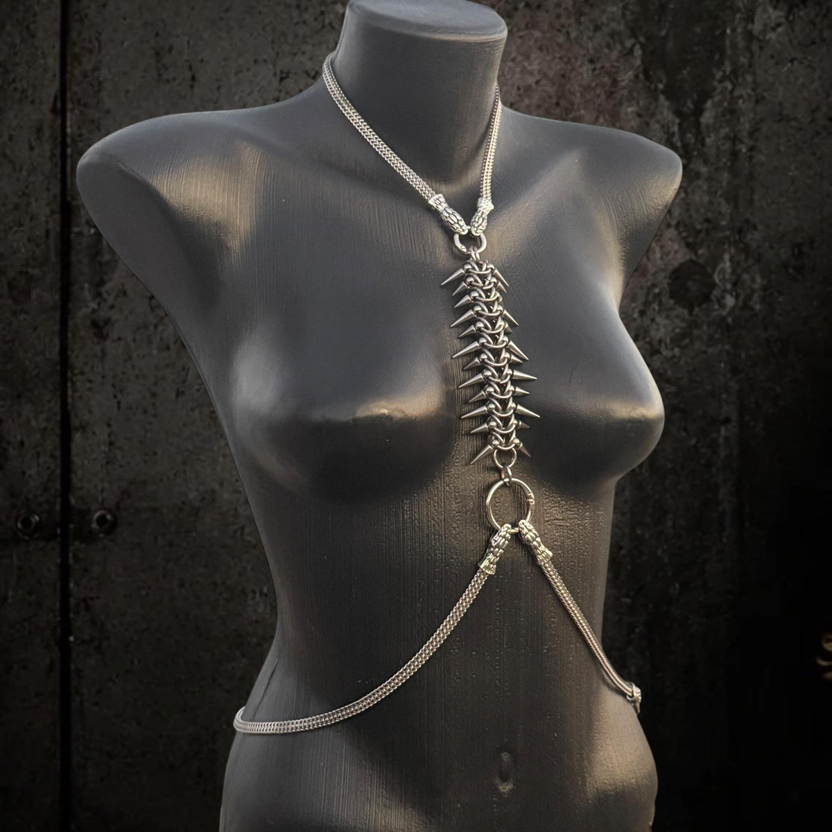 Spine Harness, Modular Stainless Steel Body Jewelry, Convertible Necklace and Bracelet Set