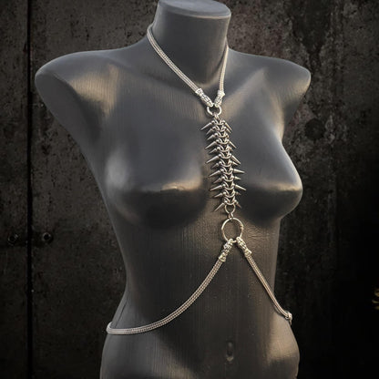 Spine Harness, Modular Stainless Steel Body Jewelry, Convertible Necklace and Bracelet Set