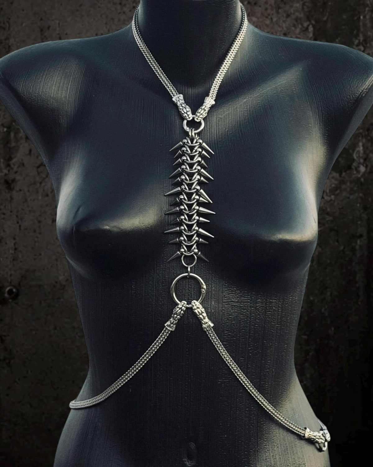 Spine Harness, Modular Stainless Steel Body Jewelry, Convertible Necklace and Bracelet Set