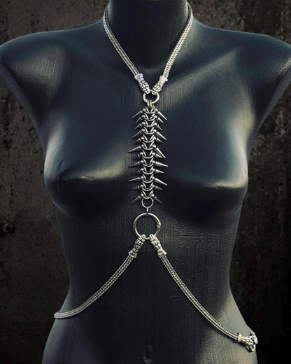 Spine Harness, Modular Stainless Steel Body Jewelry, Convertible Necklace and Bracelet Set