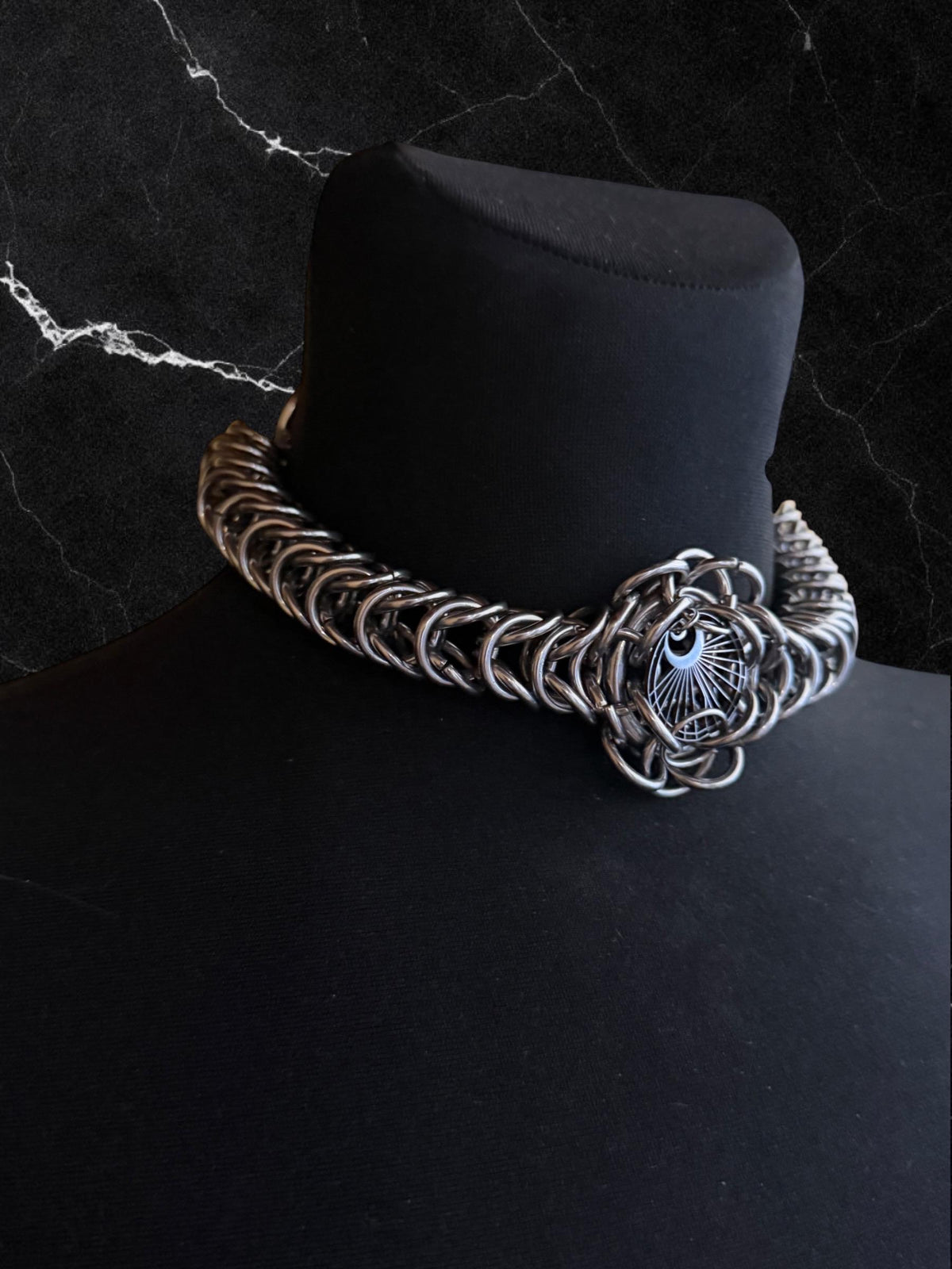 Necklace “The time.” Chainmail necklace and moon Charm. Bracelet option available.