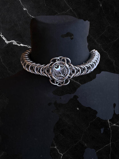 Necklace “The time.” Chainmail necklace and moon Charm. Bracelet option available.
