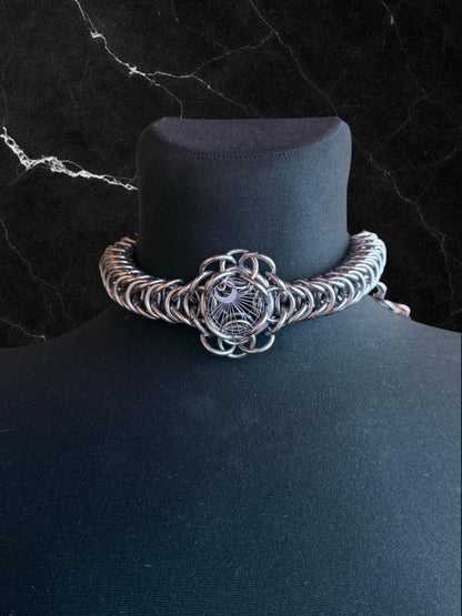 Necklace “The time.” Chainmail necklace and moon Charm. Bracelet option available.