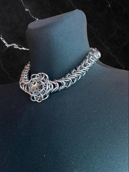 Necklace “The time.” Chainmail necklace and moon Charm. Bracelet option available.
