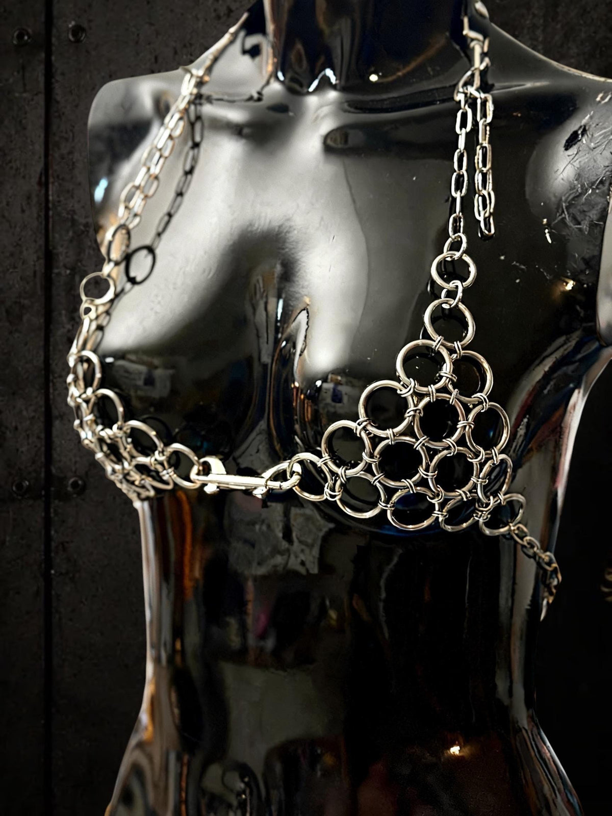 Chainmail Bra Top, Adjustable Stainless Steel Rings, Alternative Fashion