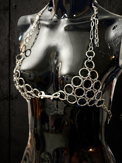 Chainmail Bra Top, Adjustable Stainless Steel Rings, Alternative Fashion