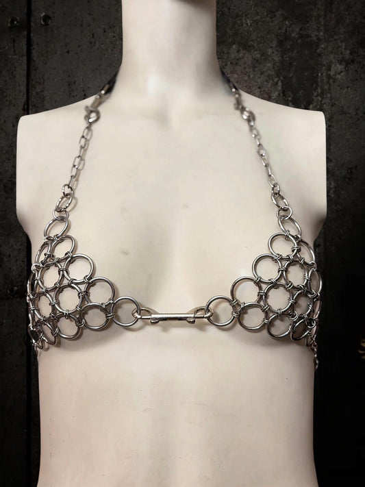 Chainmail Bra Top, Adjustable Stainless Steel Rings, Alternative Fashion