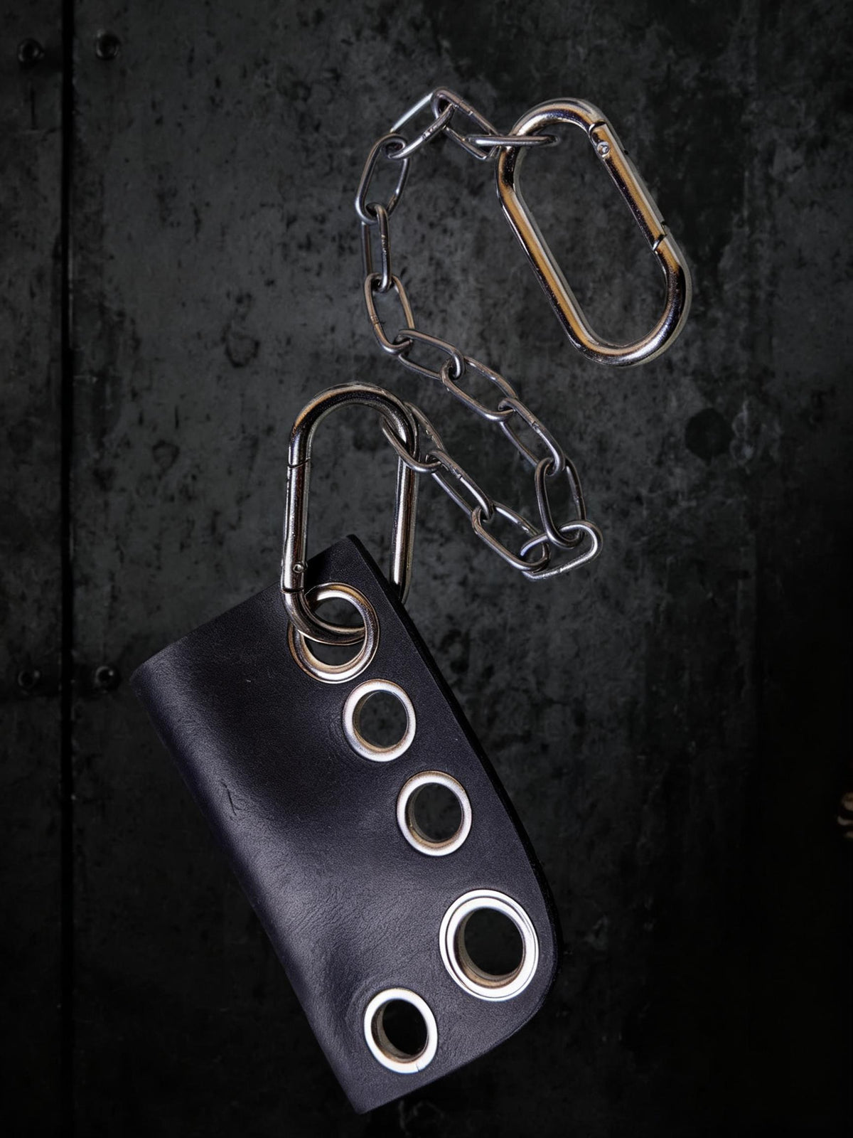 Leather lighter holder, Black studded lipstick case, Detachable chain with stainless steel hardware