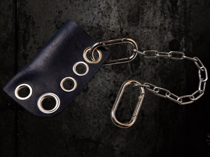 Leather lighter holder, Black studded lipstick case, Detachable chain with stainless steel hardware