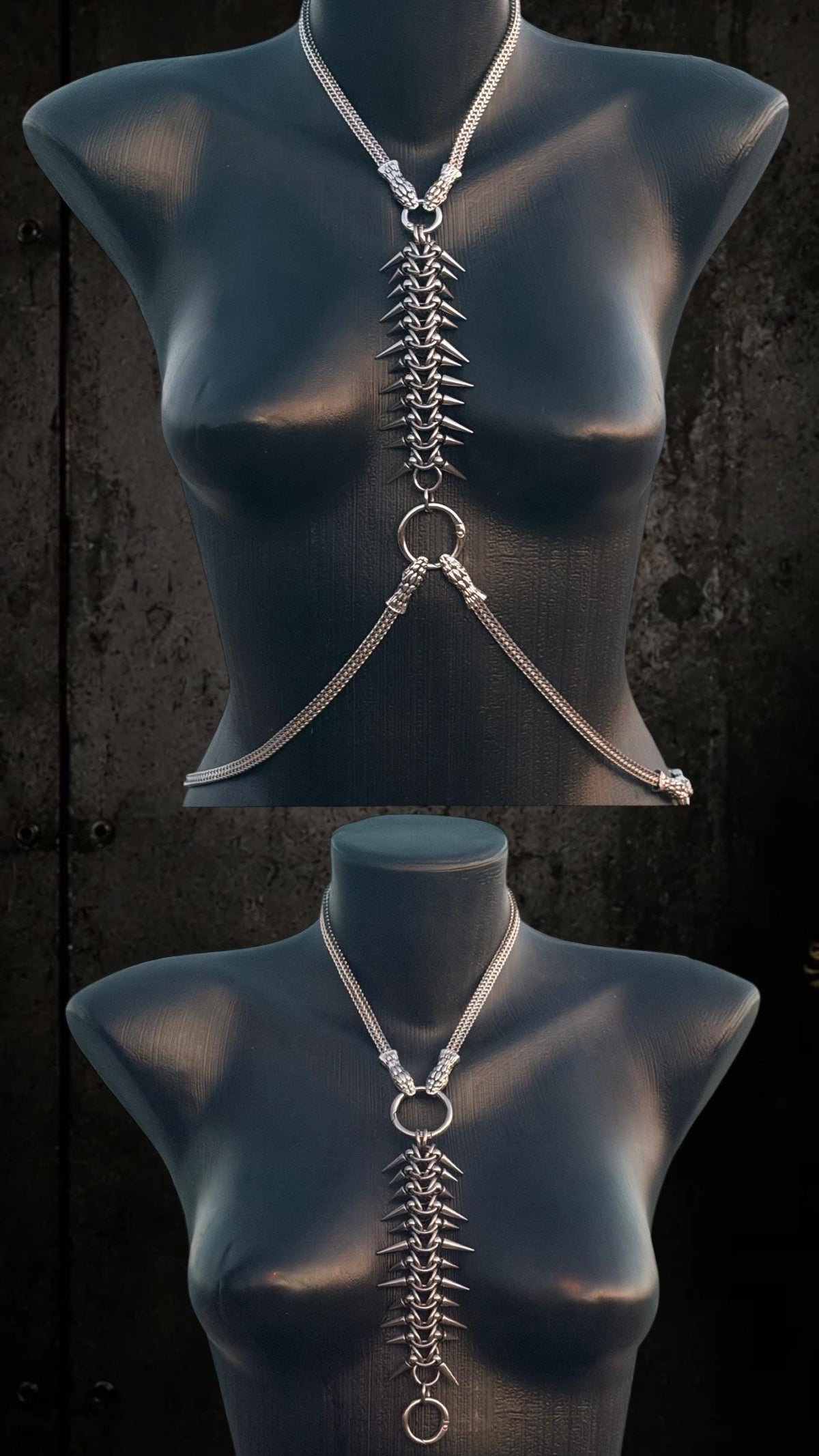 Spine Harness, Modular Stainless Steel Body Jewelry, Convertible Necklace and Bracelet Set