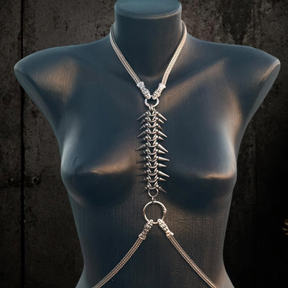 Spine Harness, Modular Stainless Steel Body Jewelry, Convertible Necklace and Bracelet Set