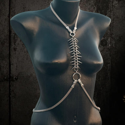 Spine Harness, Modular Stainless Steel Body Jewelry, Convertible Necklace and Bracelet Set
