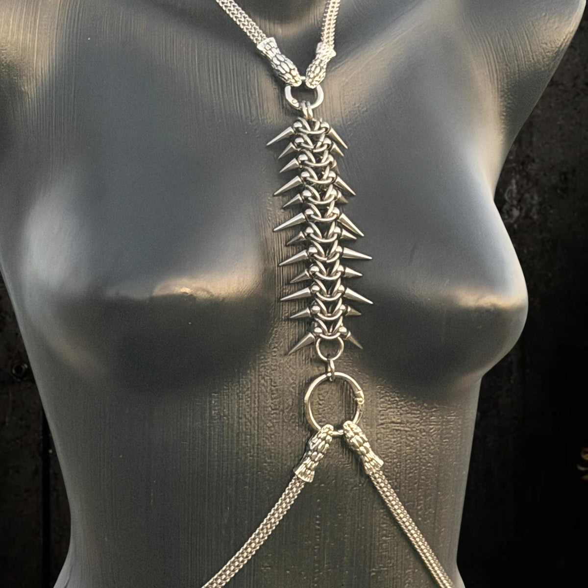 Spine Harness, Modular Stainless Steel Body Jewelry, Convertible Necklace and Bracelet Set