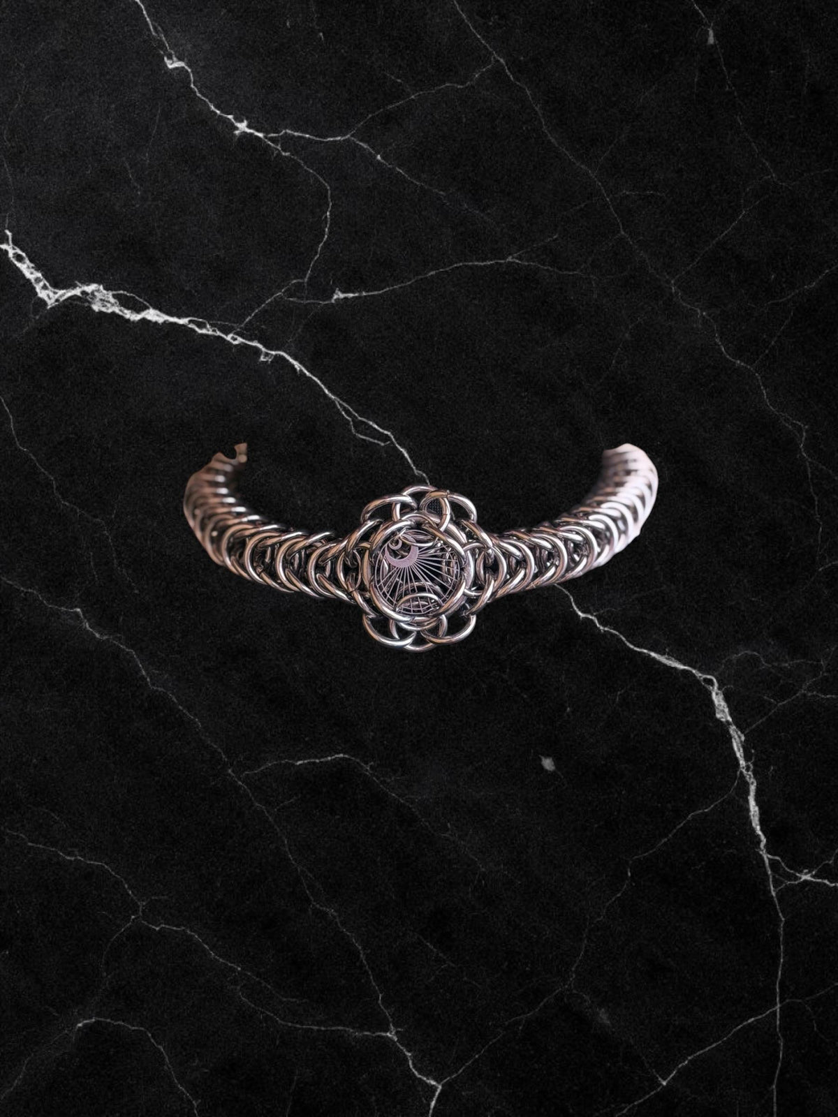 Necklace “The time.” Chainmail necklace and moon Charm. Bracelet option available.