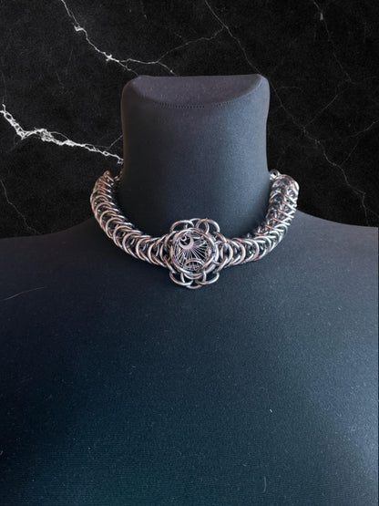 Necklace “The time.” Chainmail necklace and moon Charm. Bracelet option available.