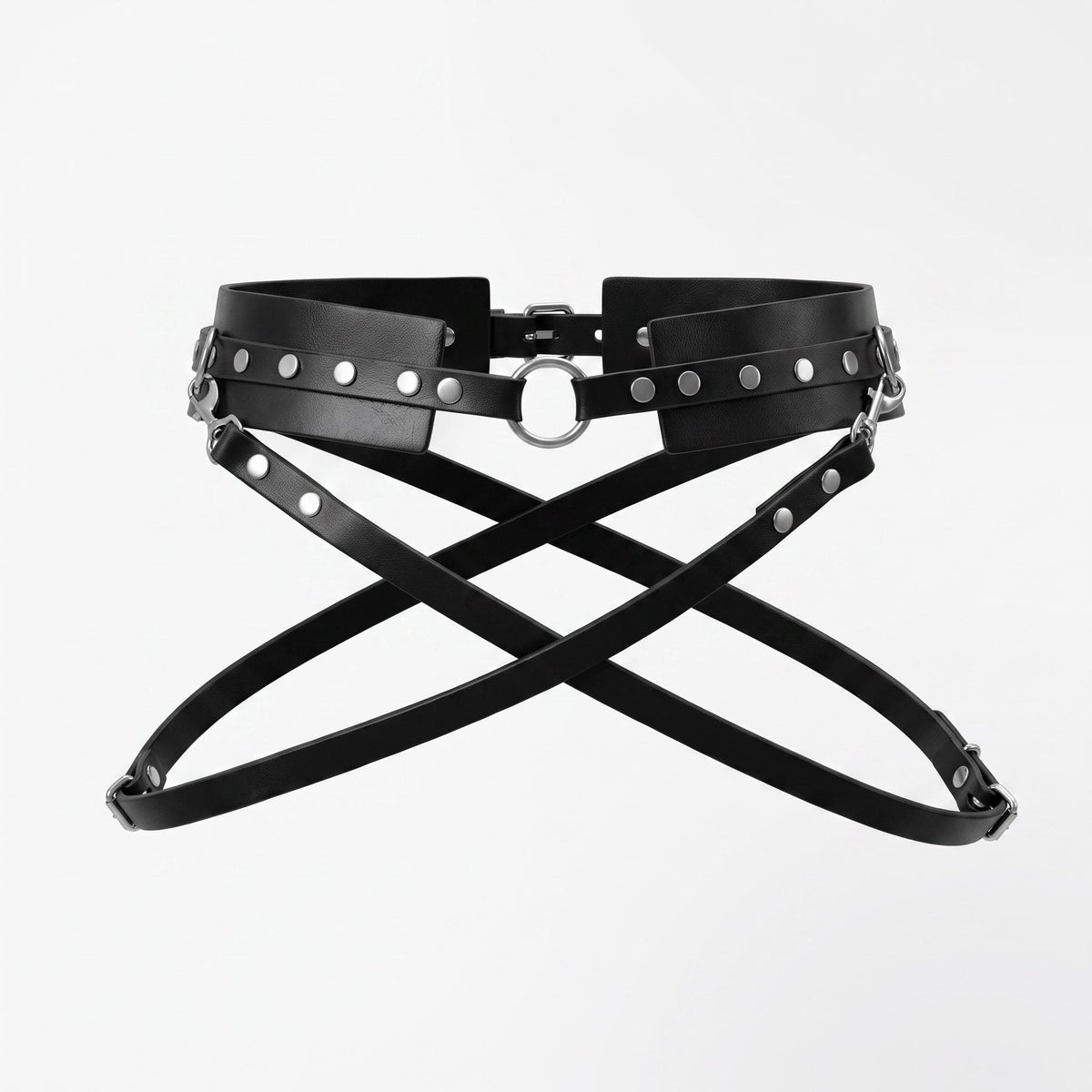 Gothic Studded Leather Belt – Italian Vegetable Tanned, Modular Harness Base