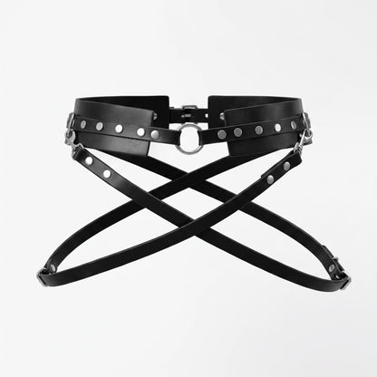 Gothic Studded Leather Belt – Italian Vegetable Tanned, Modular Harness Base