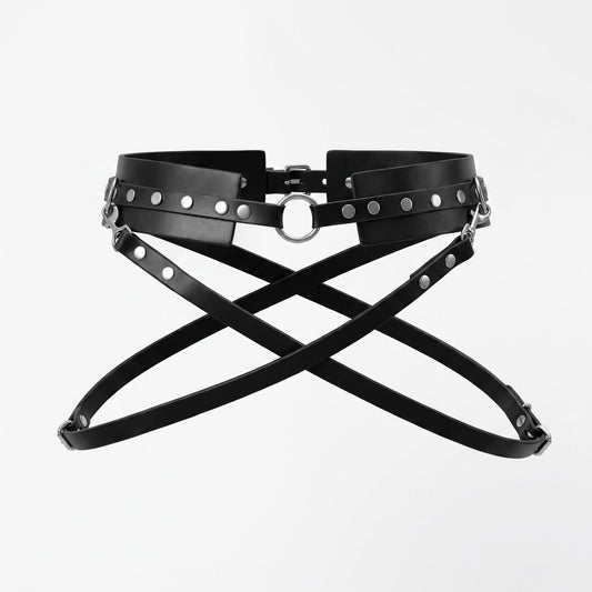 Gothic Studded Leather Belt – Italian Vegetable Tanned, Modular Harness Base