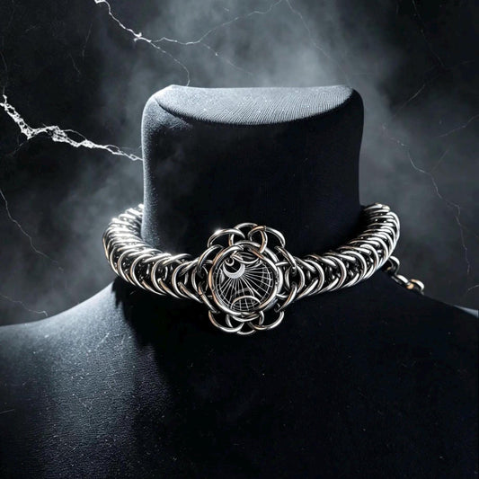 Modular Stainless Steel Chain Choker Necklace, Leather or BioThane, 3 Styles