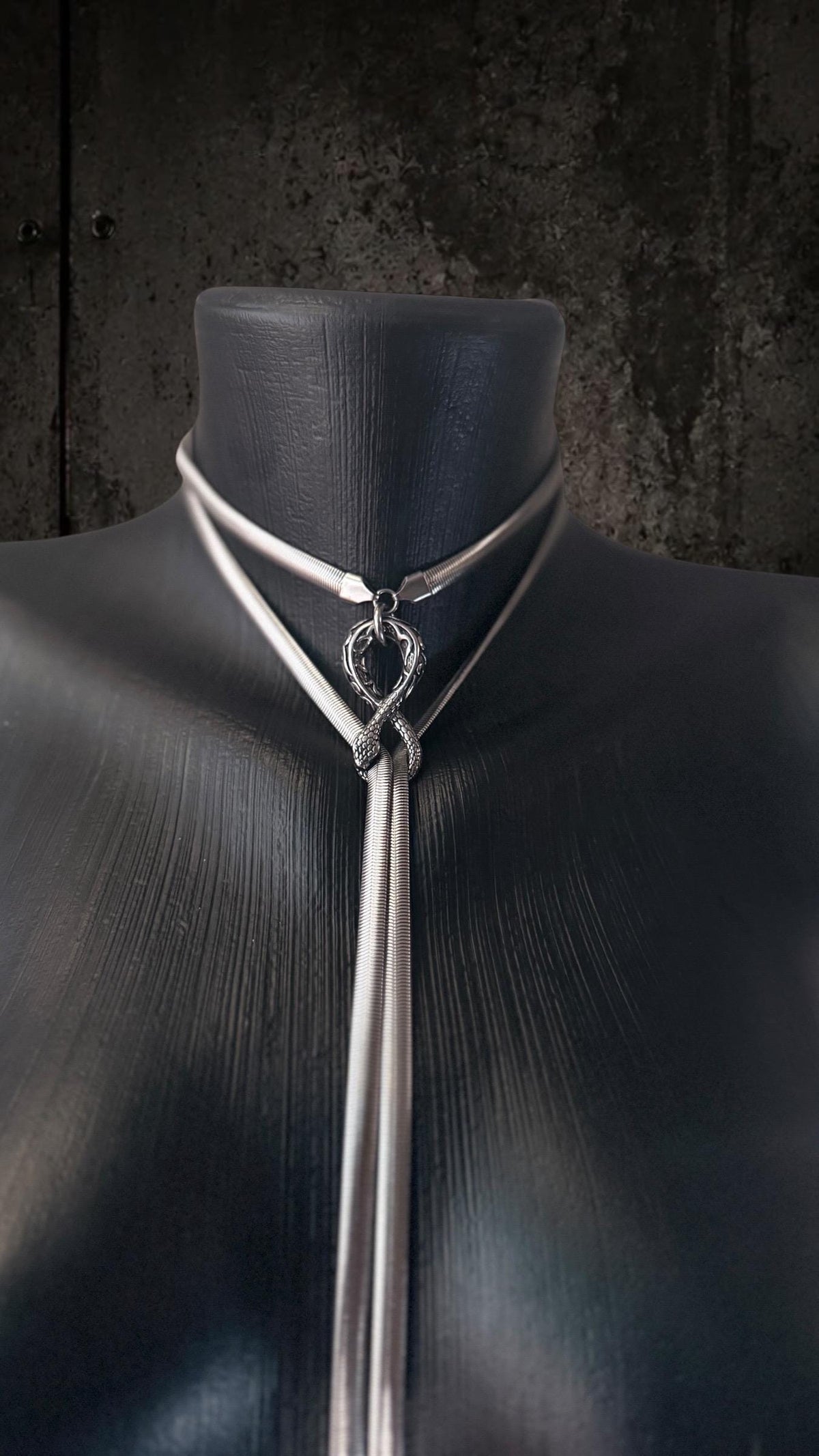 Infinite Ouroboros Snake Chain Necklace – Stainless Steel Gothic Spike Jewelry
