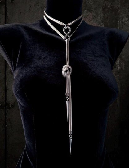 Infinite Ouroboros Snake Chain Necklace – Stainless Steel Gothic Spike Jewelry