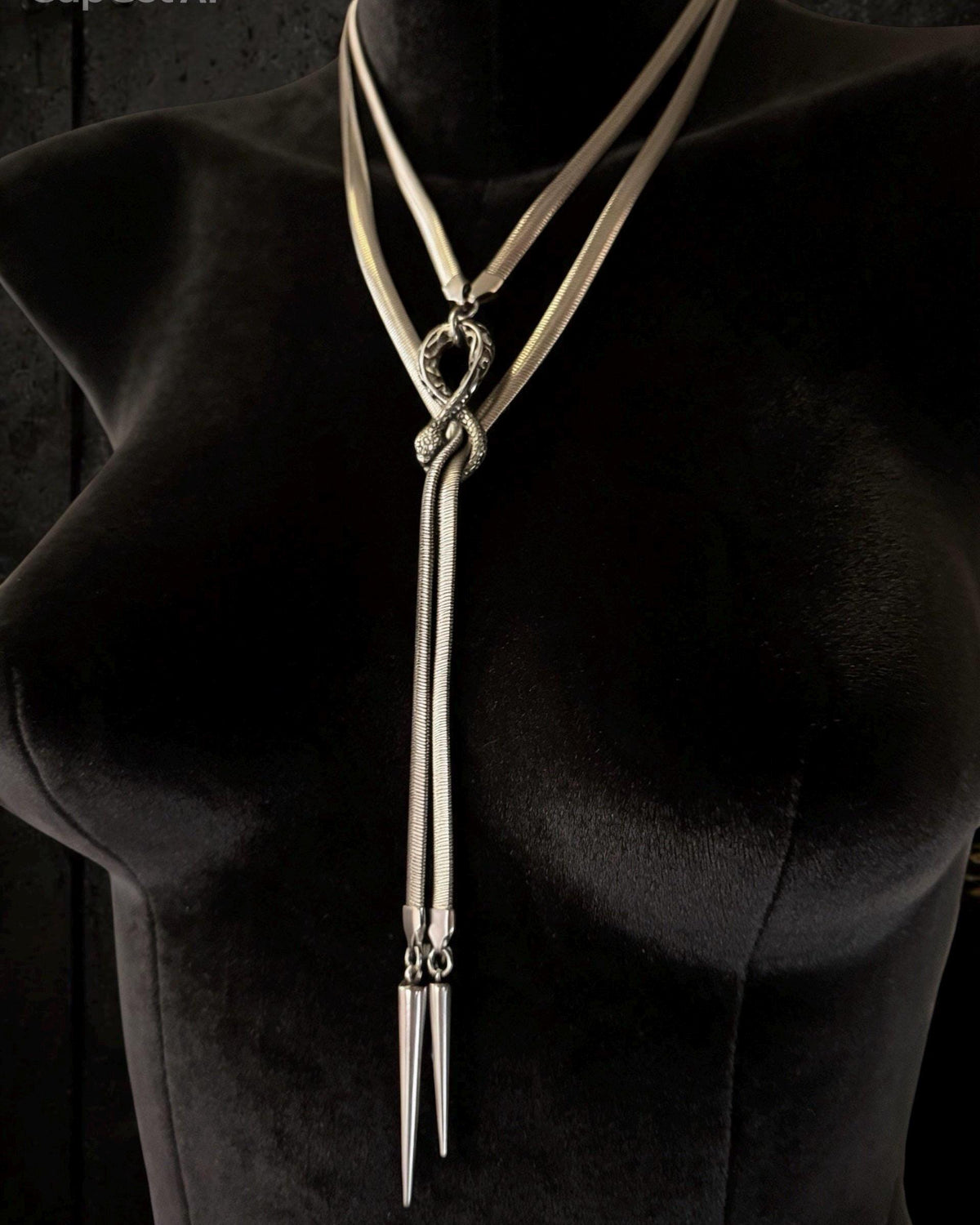 Infinite Ouroboros Snake Chain Necklace – Stainless Steel Gothic Spike Jewelry