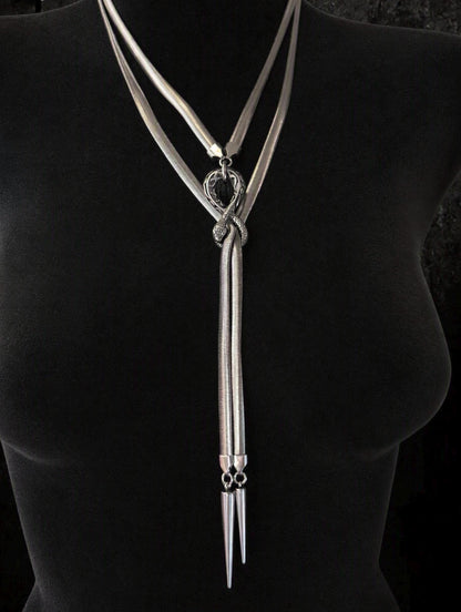 Infinite Ouroboros Snake Chain Necklace – Stainless Steel Gothic Spike Jewelry