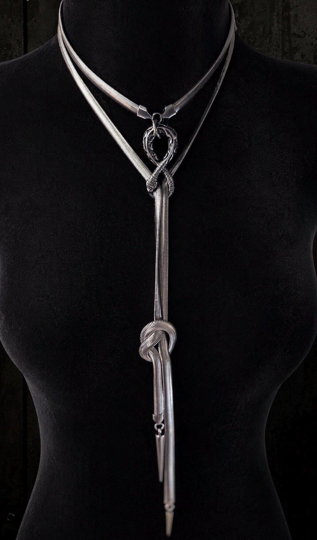 Infinite Ouroboros Snake Chain Necklace – Stainless Steel Gothic Spike Jewelry