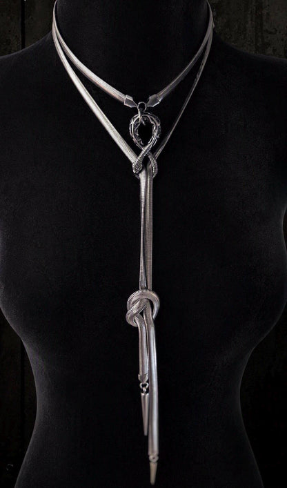 Infinite Ouroboros Snake Chain Necklace – Stainless Steel Gothic Spike Jewelry