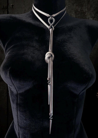 Infinite Ouroboros Snake Chain Necklace – Stainless Steel Gothic Spike Jewelry