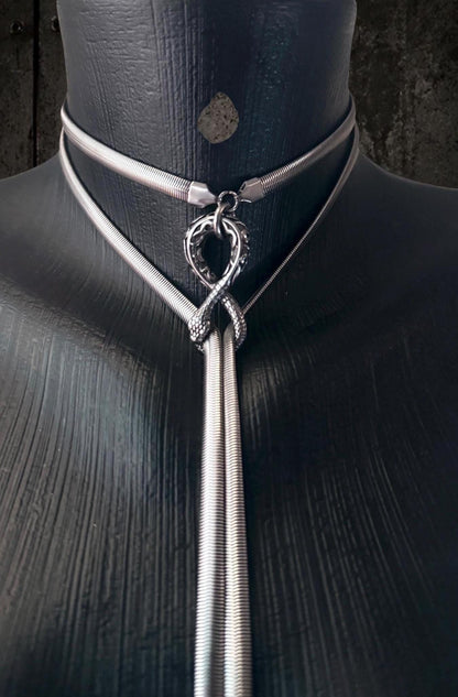Infinite Ouroboros Snake Chain Necklace – Stainless Steel Gothic Spike Jewelry