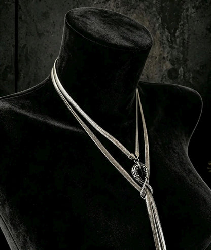 Infinite Ouroboros Snake Chain Necklace – Stainless Steel Gothic Spike Jewelry